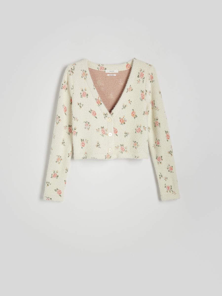 Strickjacke mit Blumenprint - beige - RESERVED - 4