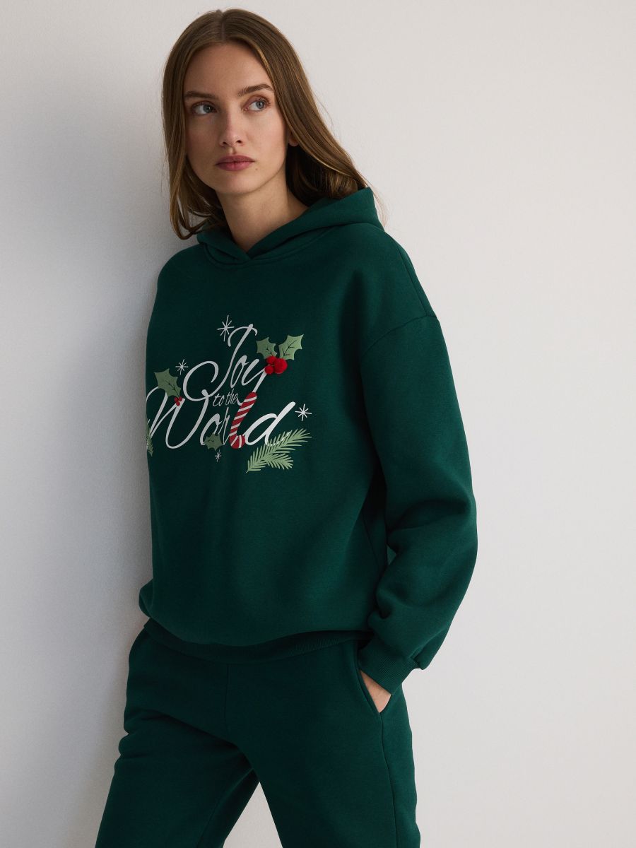 Sweatshirt mit Weihnachtsmotiv - blaugrün - RESERVED