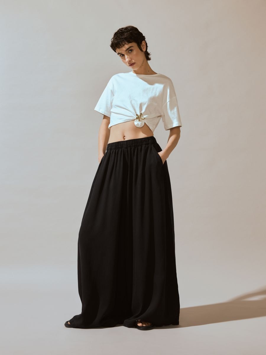 Wide-leg lyocell trousers - grey - RESERVED - 4