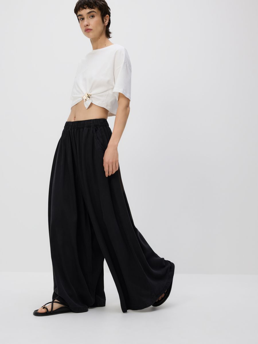 Wide-leg lyocell trousers - grey - RESERVED - 6