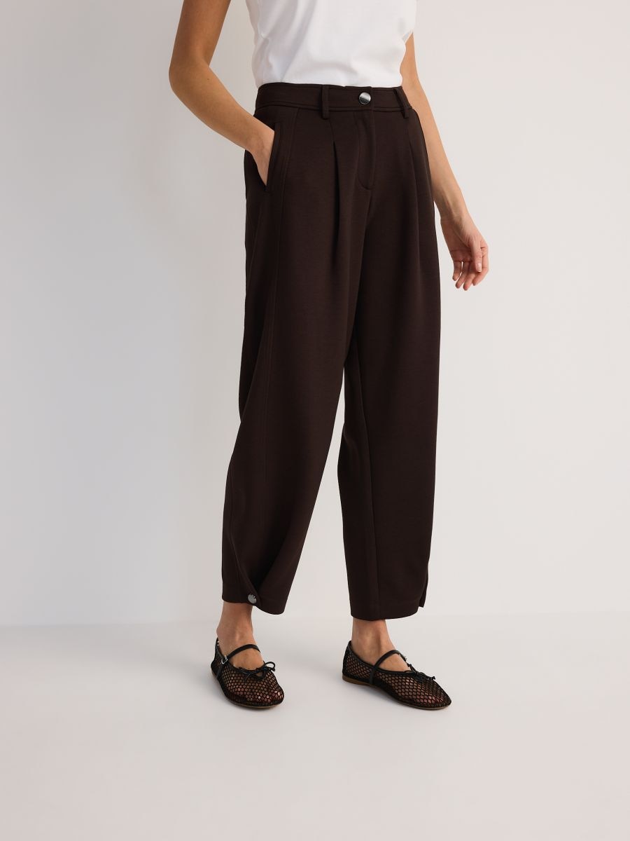 Pantalone sa dugmadima na nogavicama - prašnjava braon - RESERVED - 3