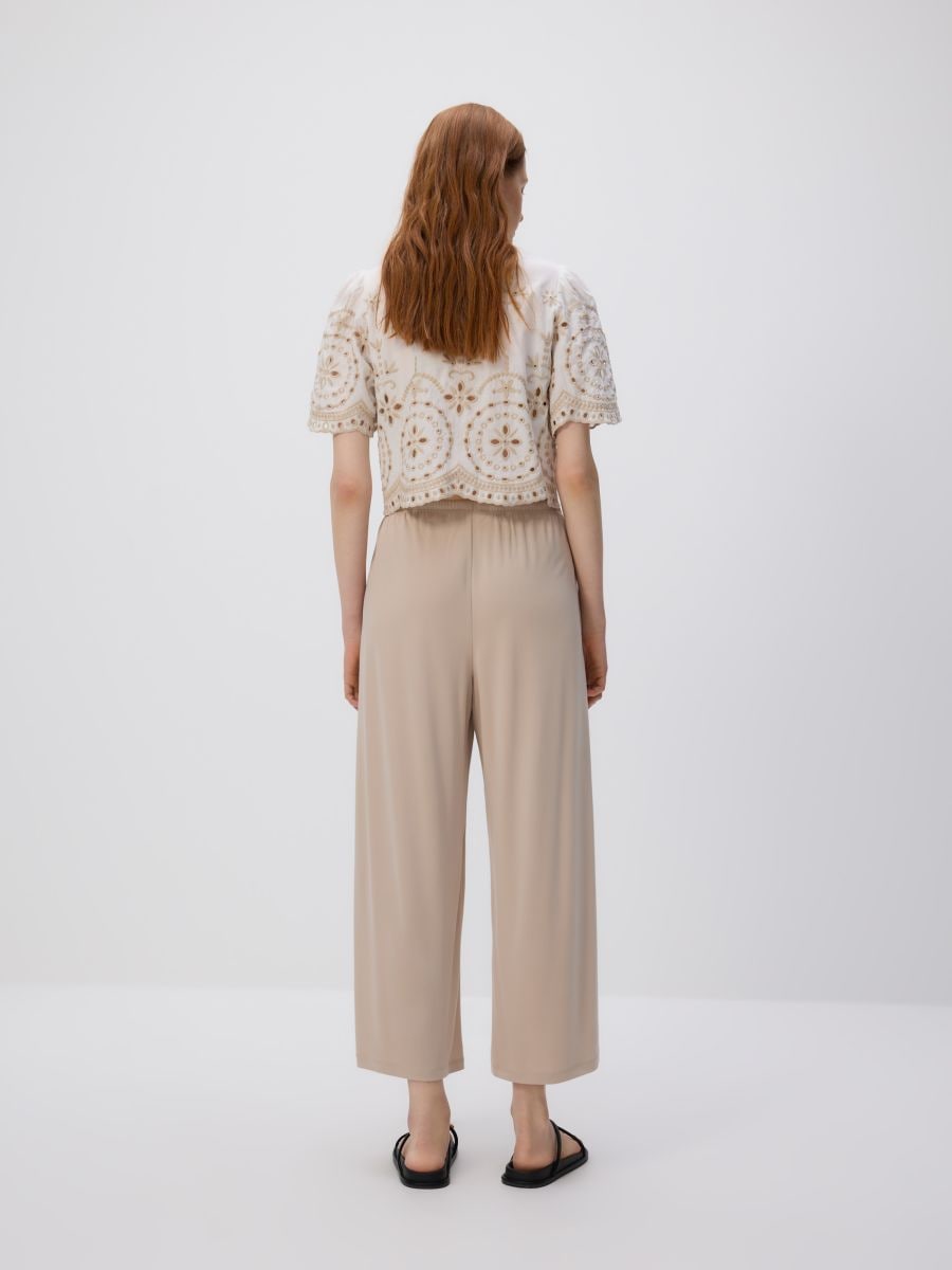 Široke pantalone s modalom - bež - RESERVED - 2