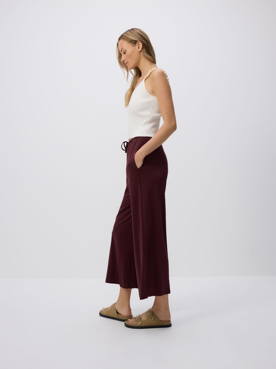Široke pantalone s modalom - maroon - RESERVED - 2