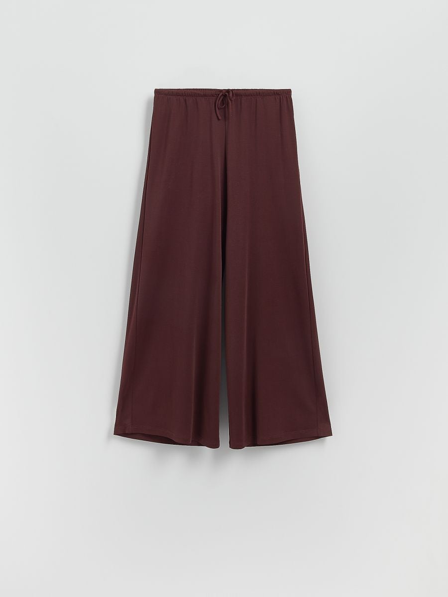 Wide-leg modal blend trousers - maroon - RESERVED