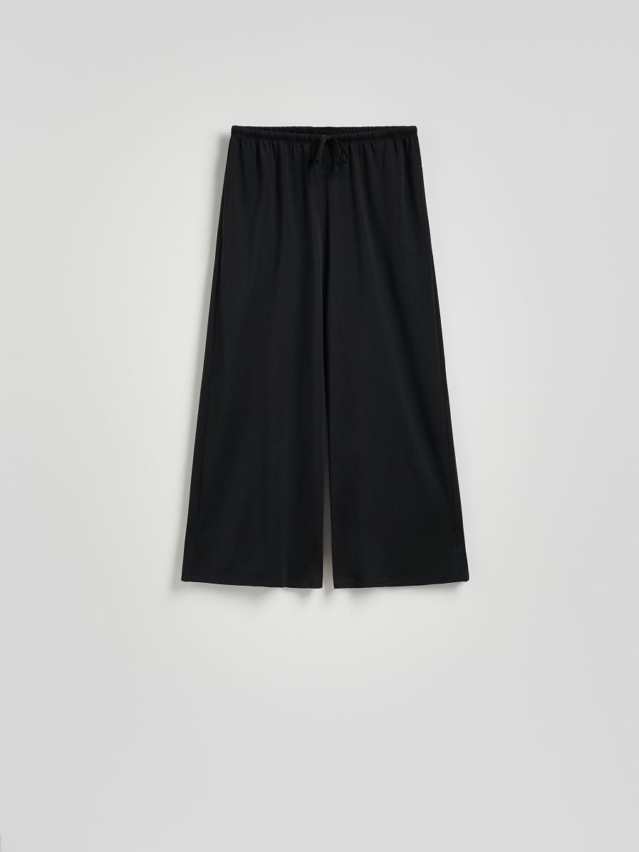 Široke pantalone s modalom - crno - RESERVED - 5