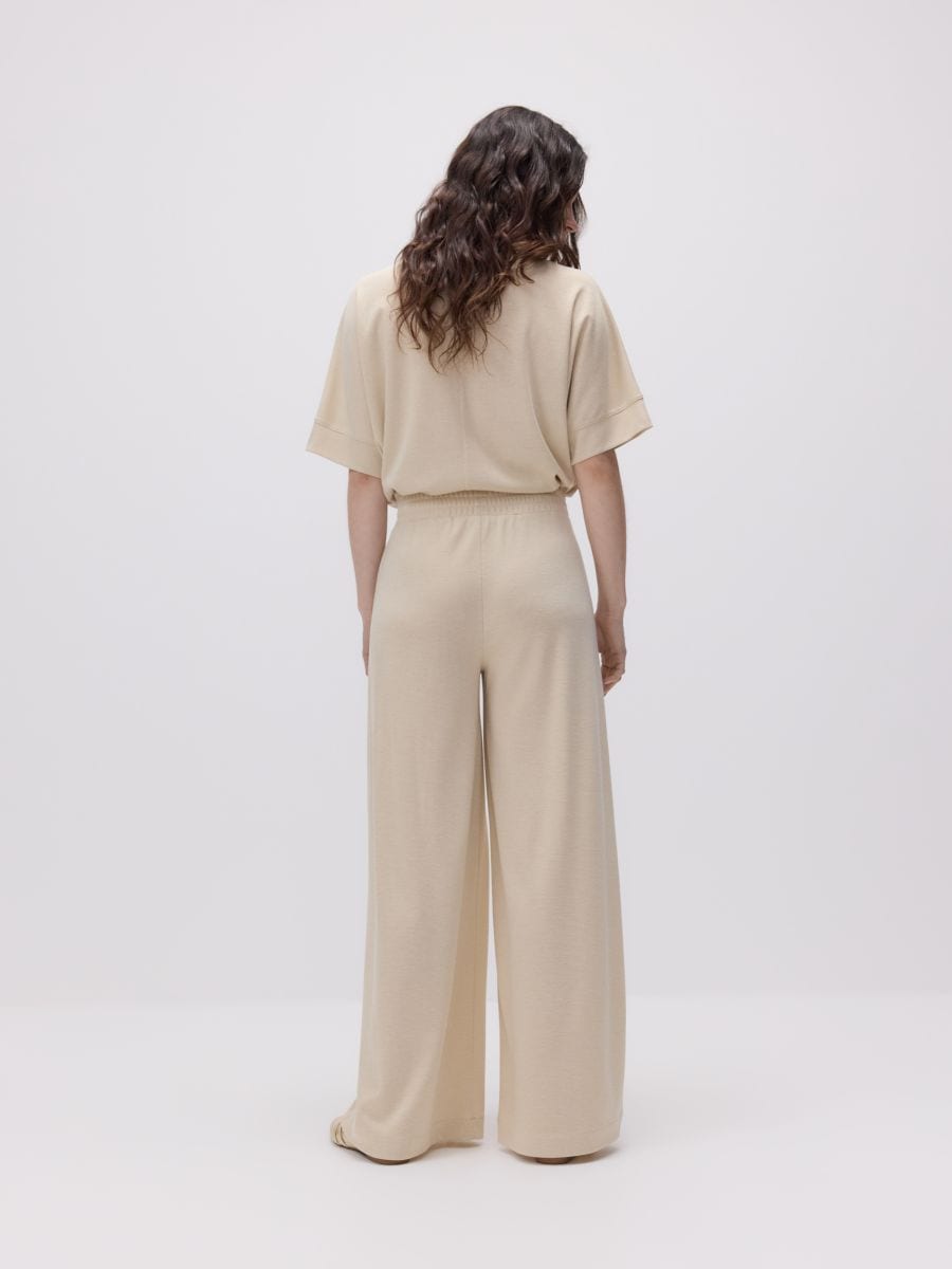 Loose trousers with viscose - nude - RESERVED - 4