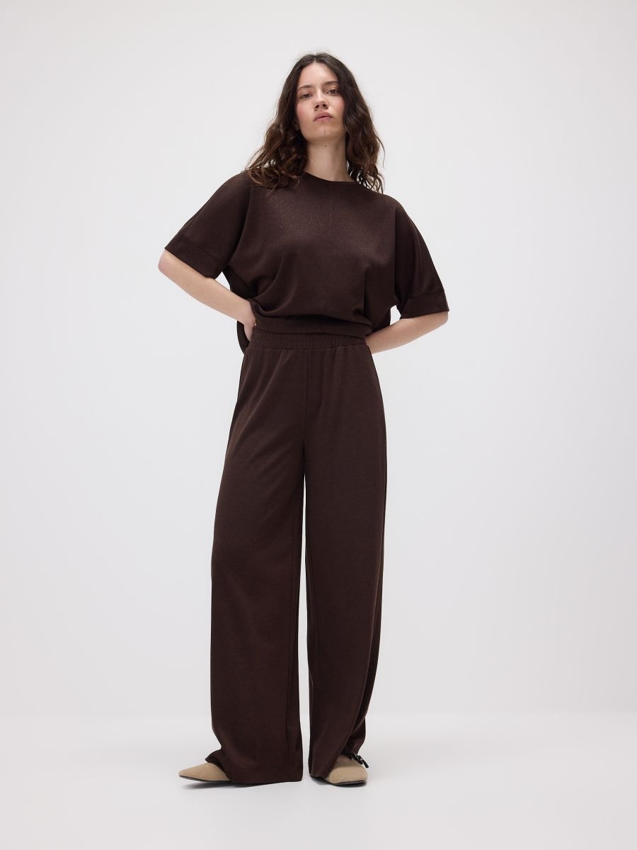 Loose trousers with viscose - dark brown - RESERVED - 2