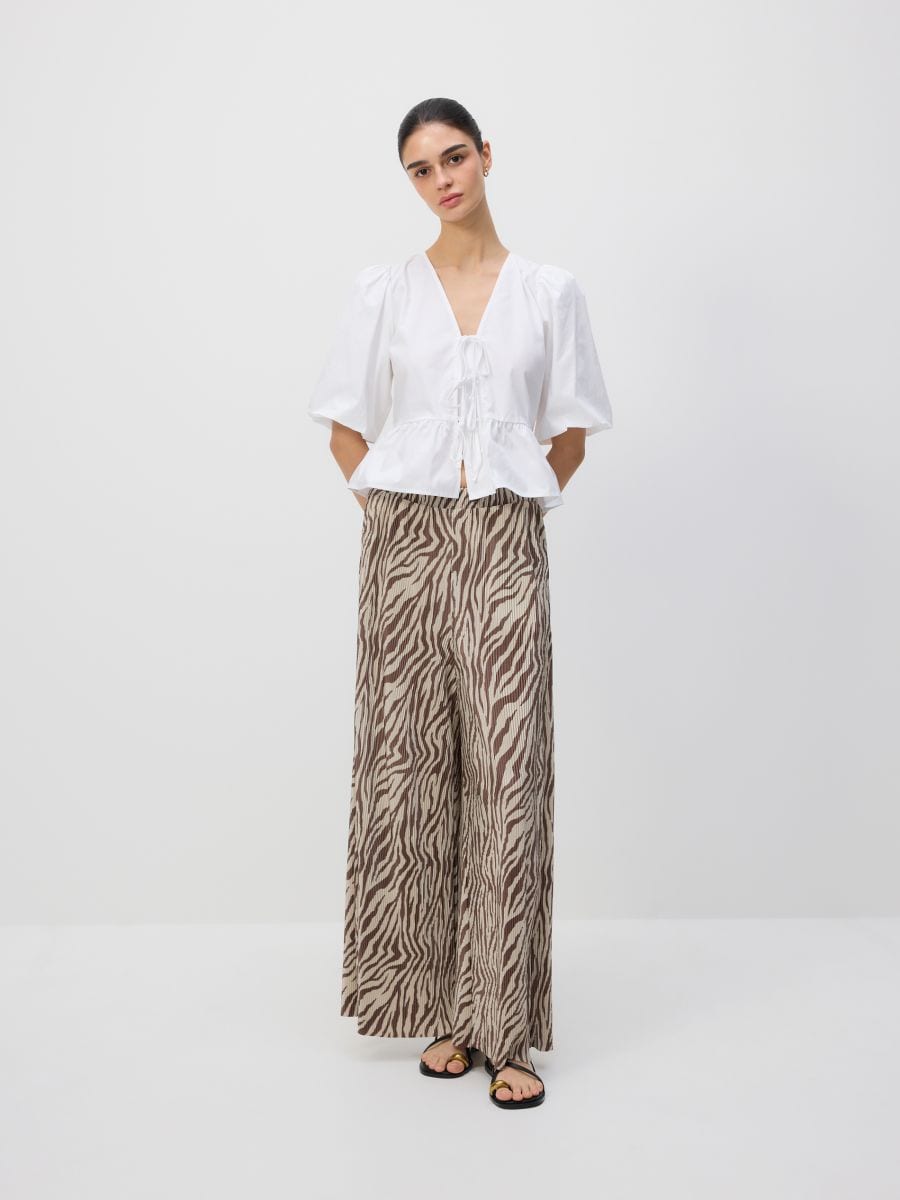 Pleated wide leg trousers - multicolor - RESERVED - 3