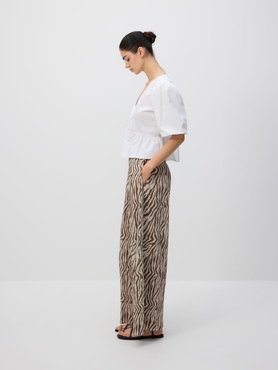 Pleated wide leg trousers - multicolor - RESERVED - 4