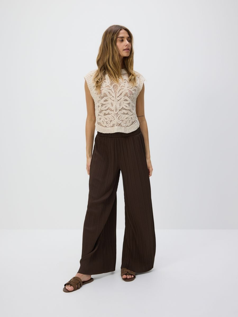 Pleated trousers - coffee - RESERVED - 3