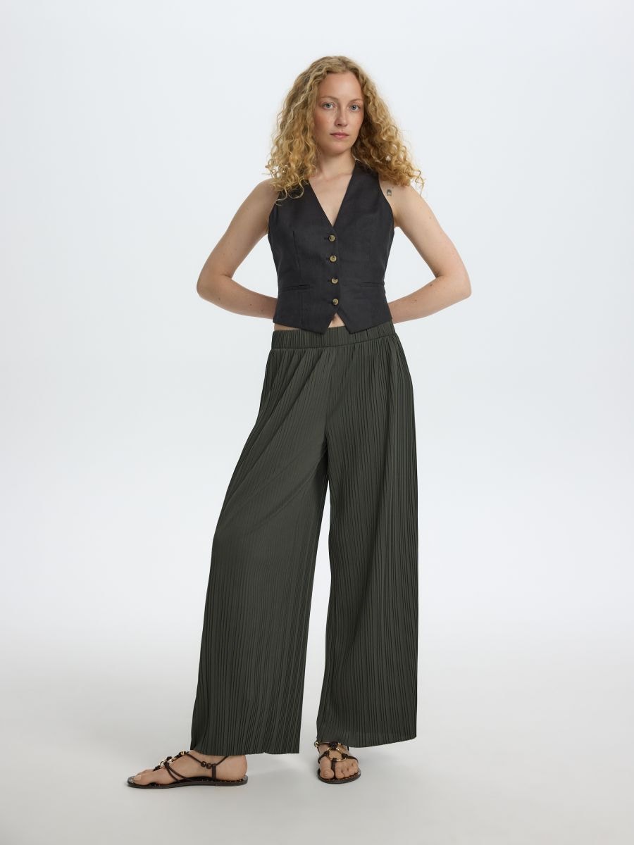 Plisirane pantalone - tamno siva - RESERVED - 2