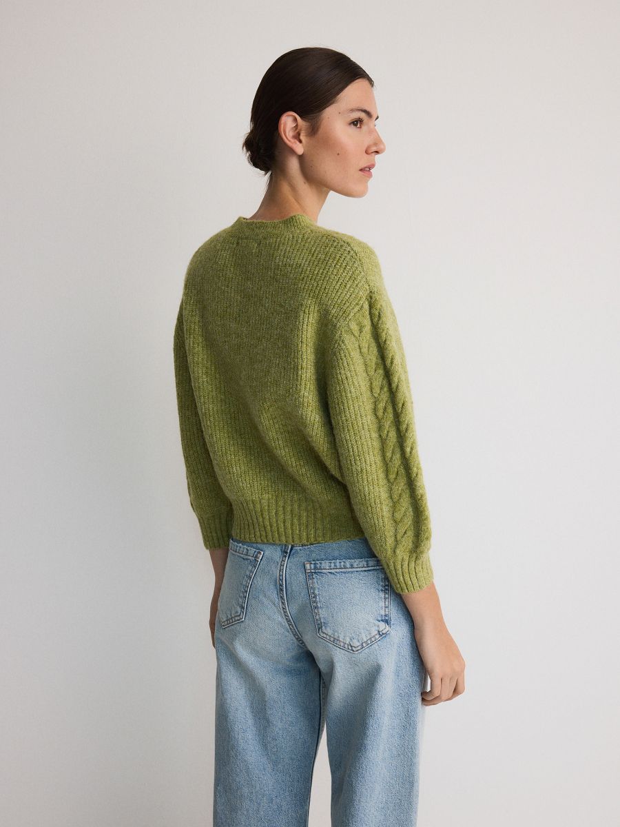 Pullover mit Zopfmuster - gelbgrün - RESERVED - 5