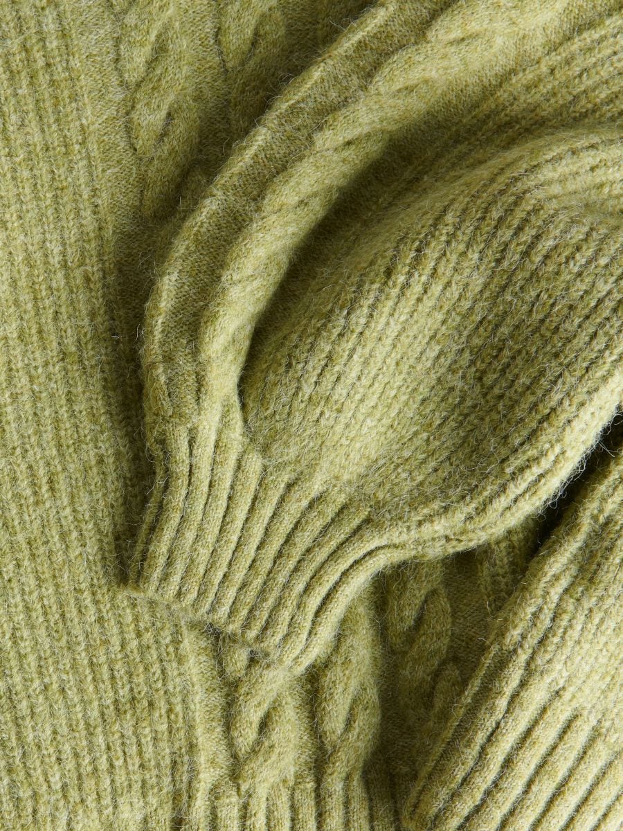 Pullover mit Zopfmuster - gelbgrün - RESERVED - 7