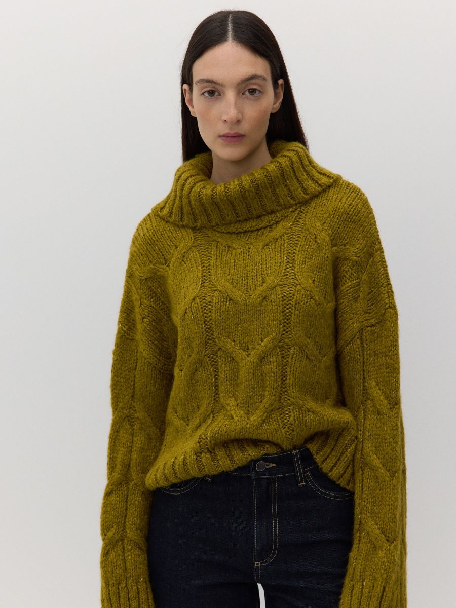 Turtleneck jumper - yellow green - RESERVED