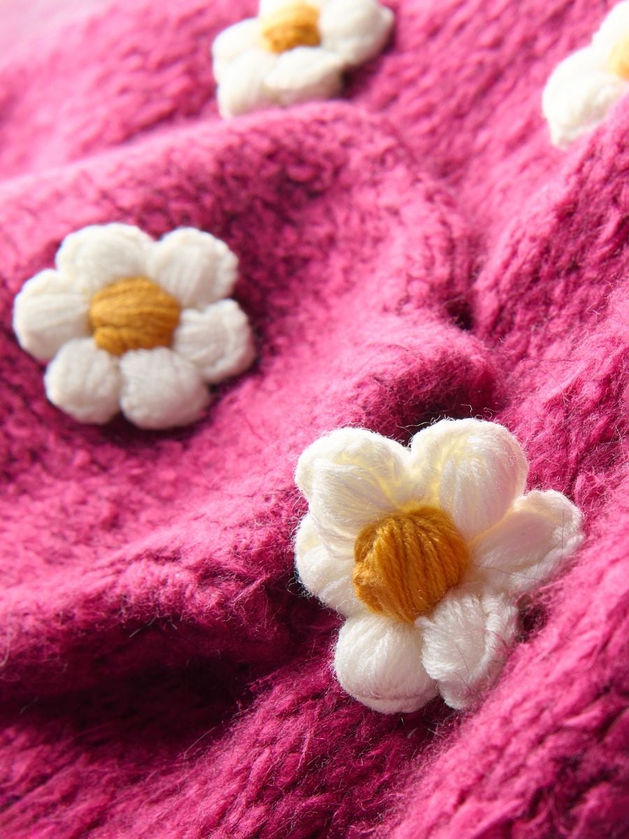 Sweater with decorative appliqués - hot pink - RESERVED - 6
