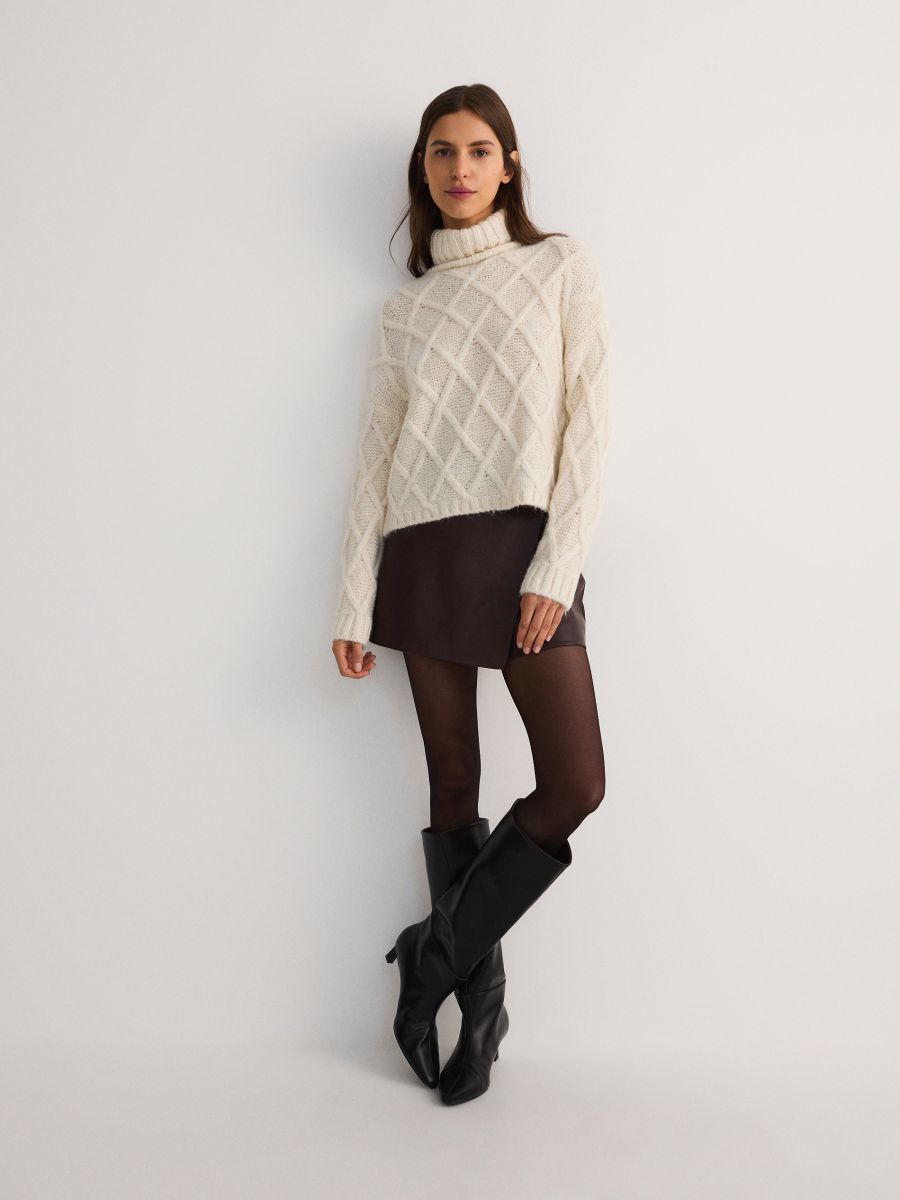 Pullover mit dekorativem Strickmuster - creme - RESERVED - 2