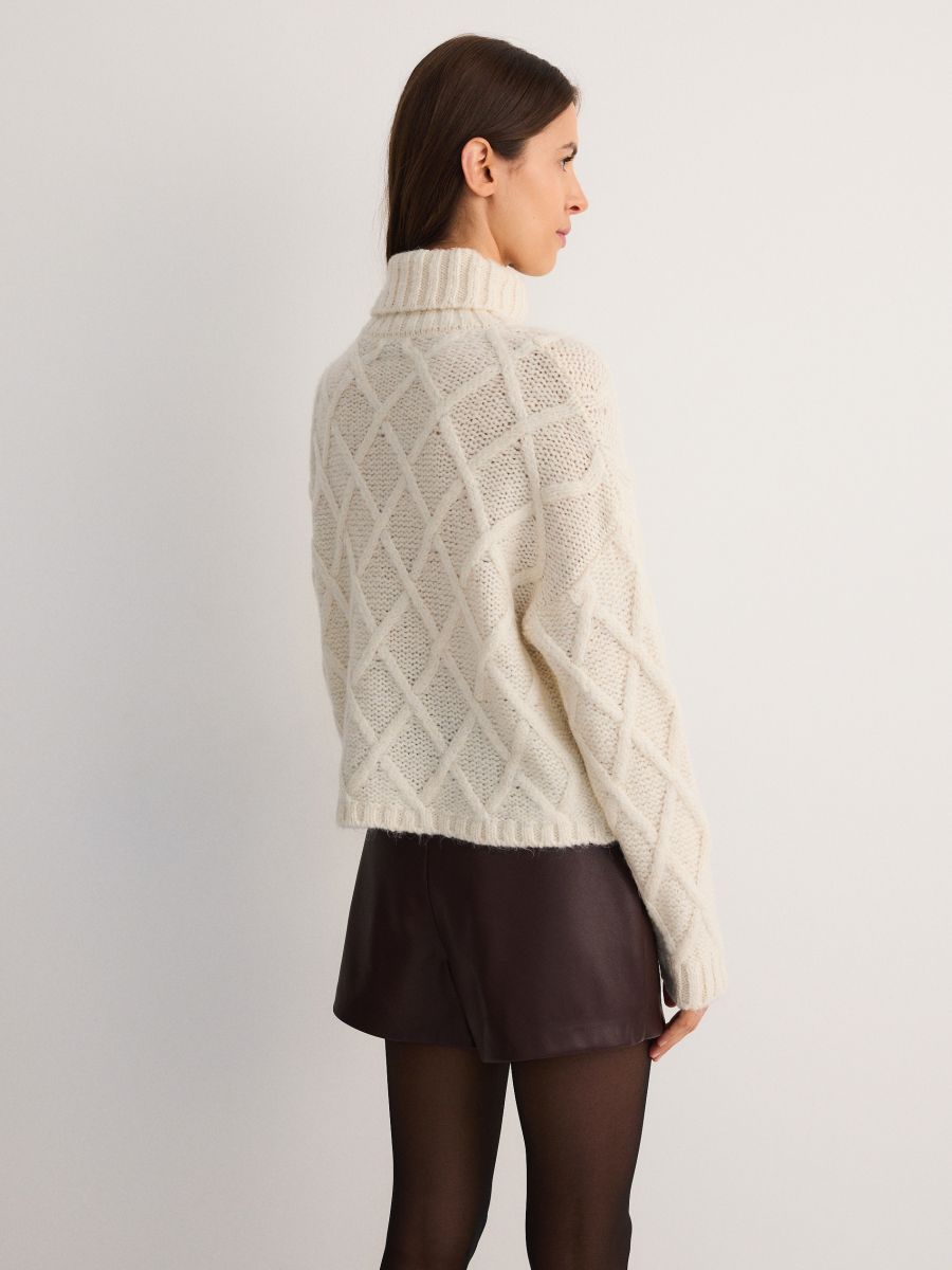 Pullover mit dekorativem Strickmuster - creme - RESERVED - 4