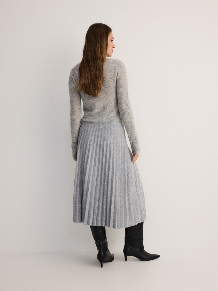 Pleated midi skirt - light grey - RESERVED - 5