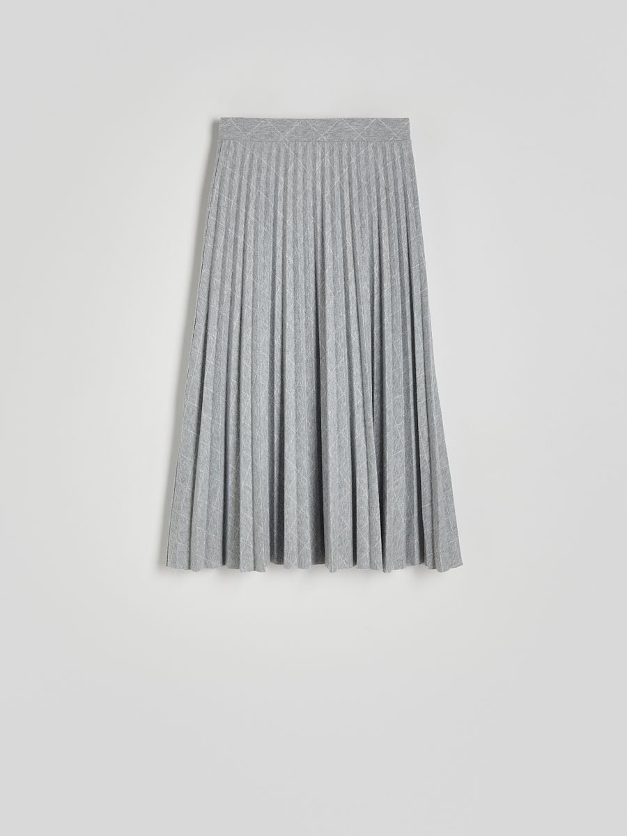 Pleated midi skirt - light grey - RESERVED - 6