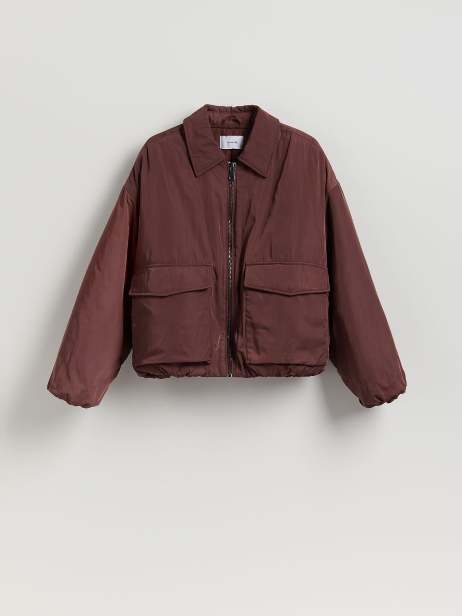 Oversize bomber bunda - mahagonová - RESERVED