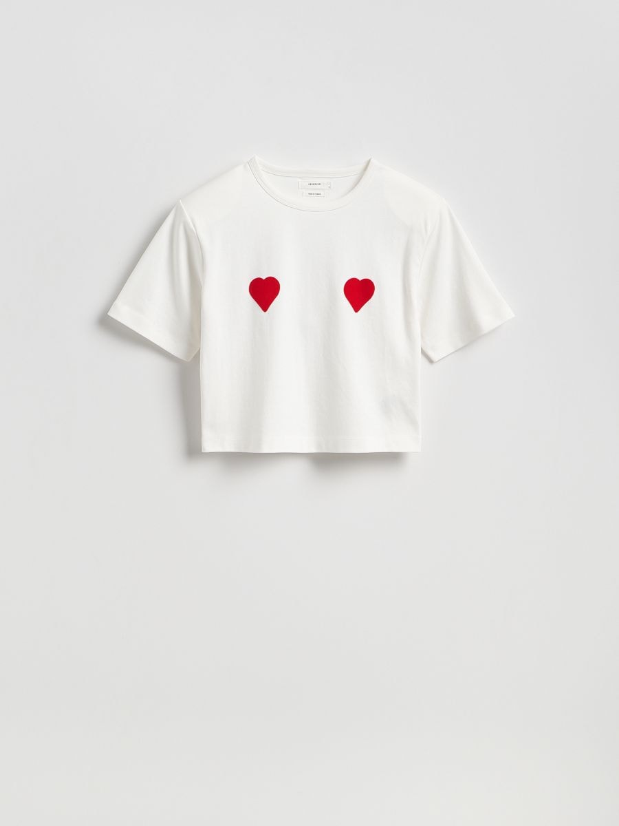 Padded shoulder T-shirt - cream - RESERVED