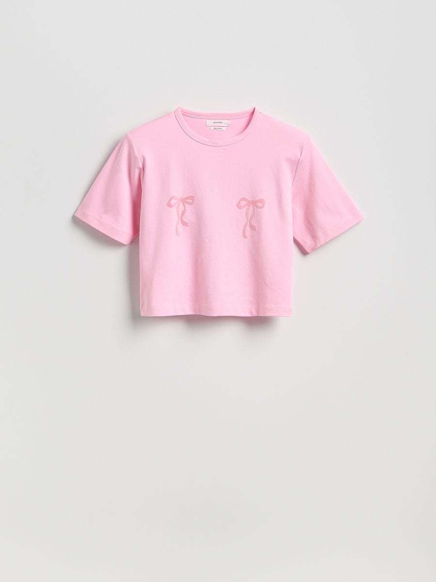 Padded shoulder T-shirt - pink - RESERVED