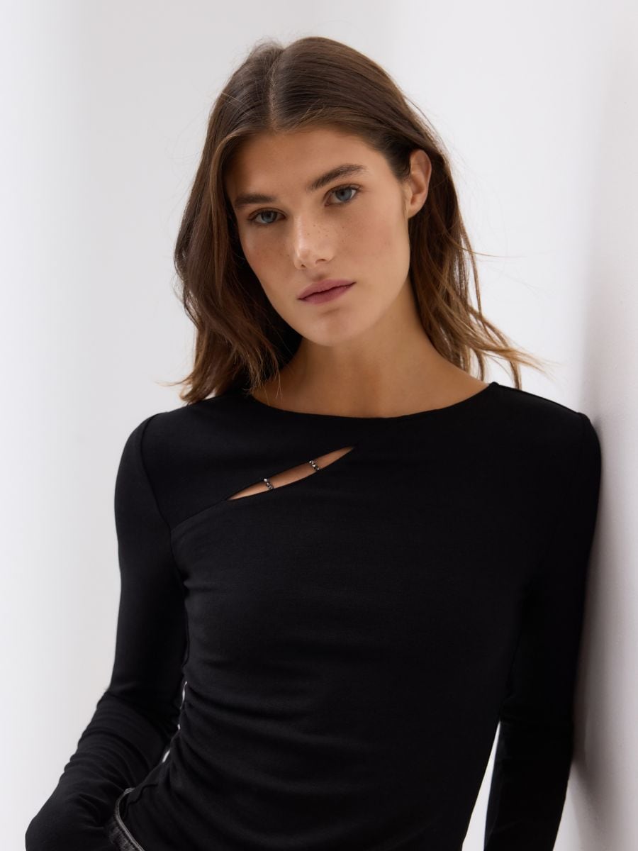 Bluza s ukrasnim detaljem - crno - RESERVED