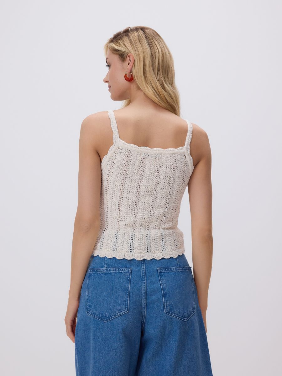 Gebreide top met bandjes - BEIGE - RESERVED - 4