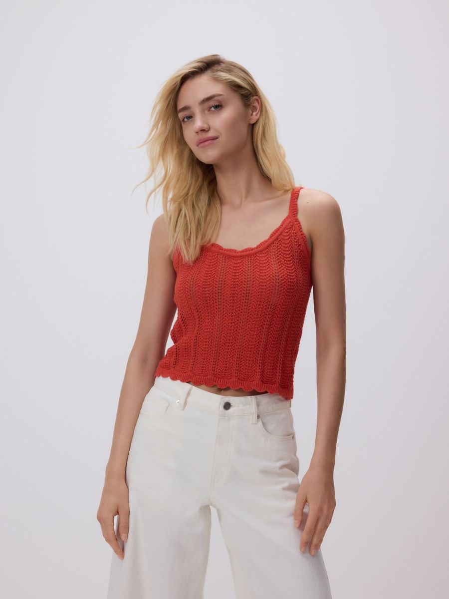 Top in maglia con spalline - rame - RESERVED - 2