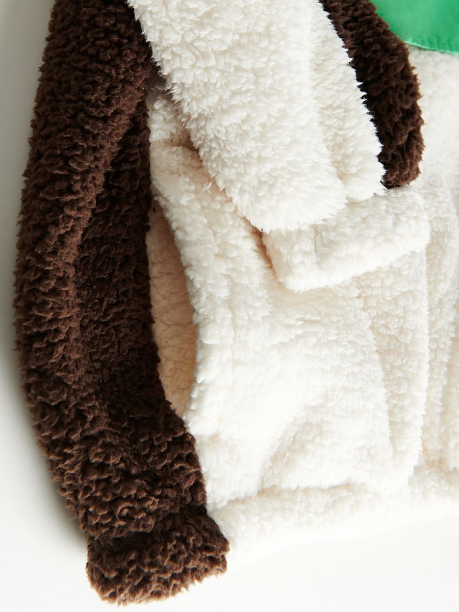 Teddy sweatshirt with stand up collar - beige - RESERVED - 7