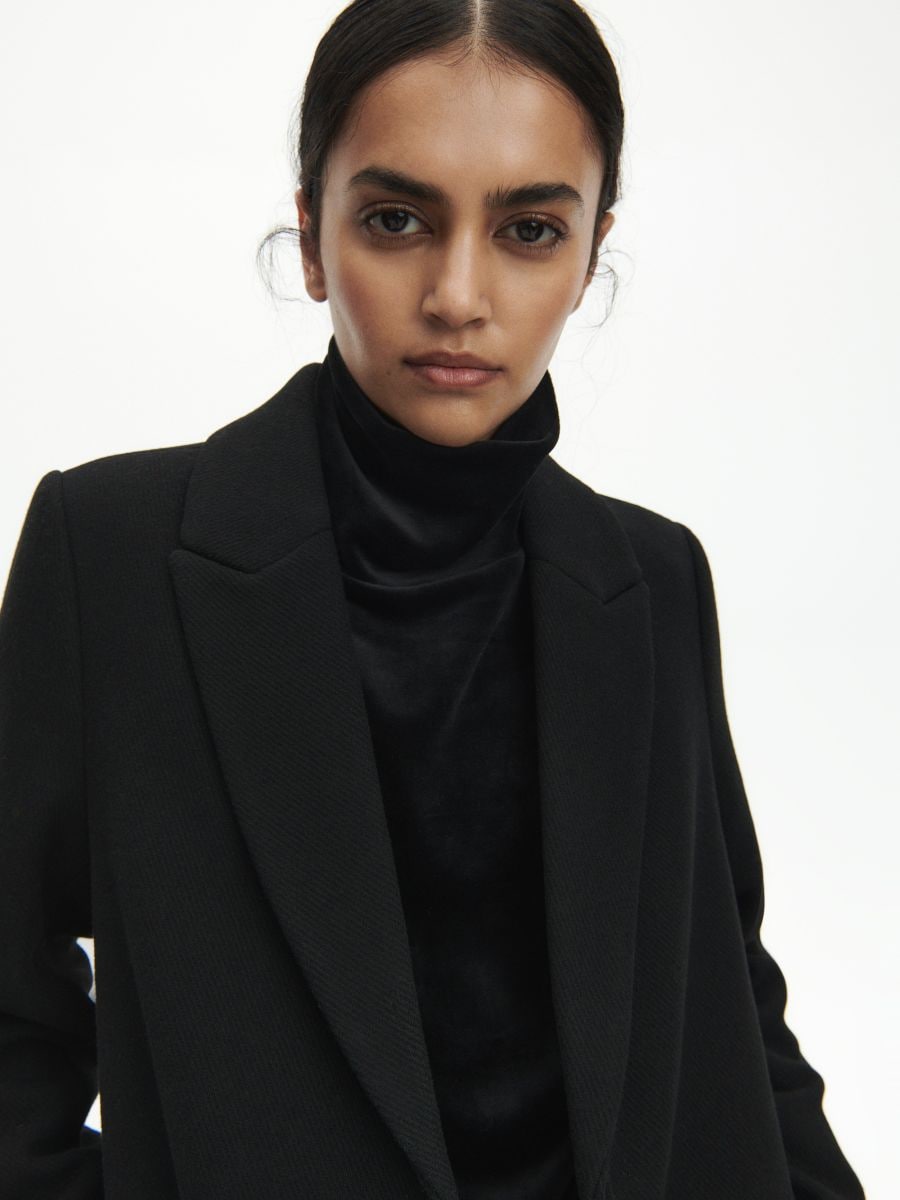 Velour turtleneck sweatshirt - black - RESERVED - 3