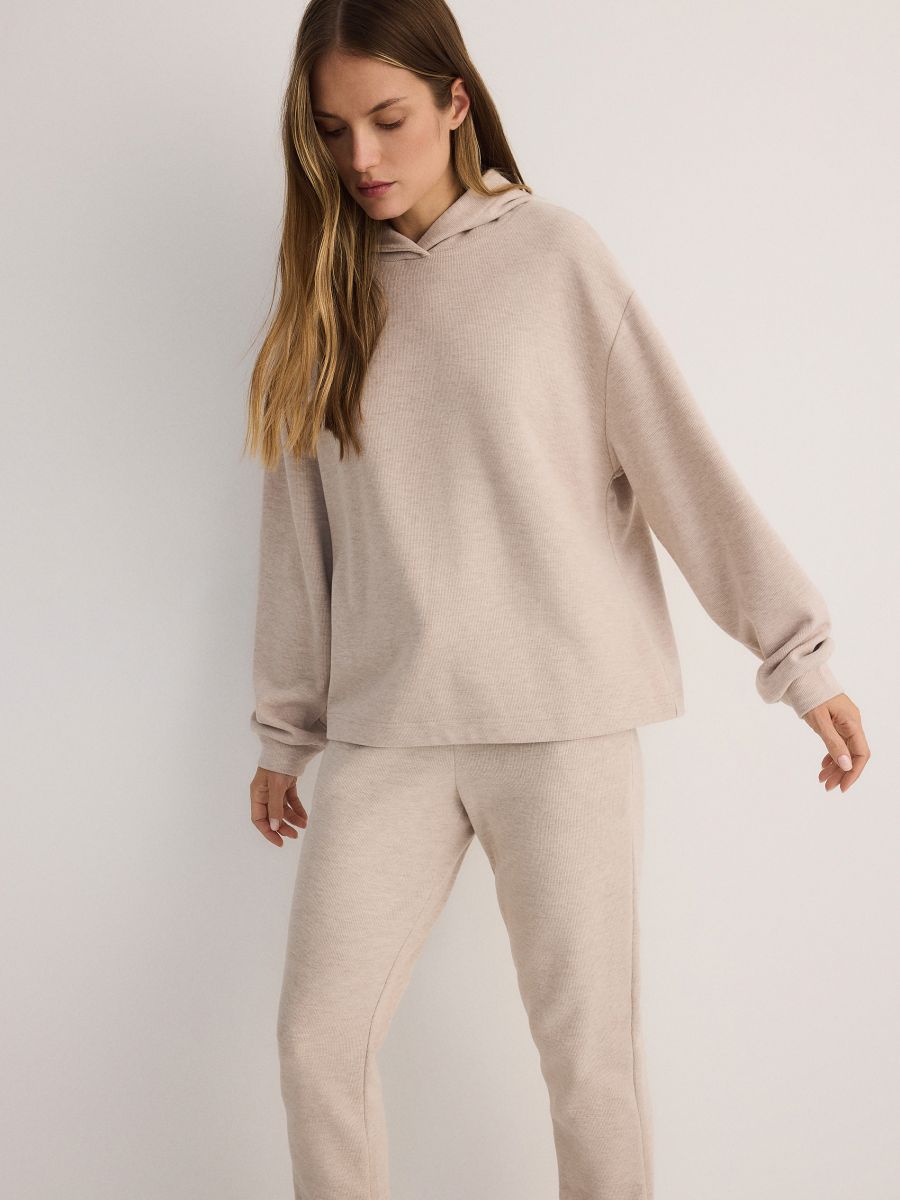 Oversized hoodie - beige - RESERVED - 4