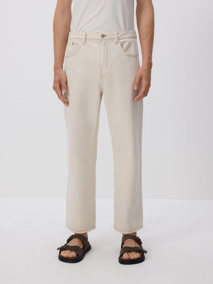 Straight leg jeans - cream - RESERVED