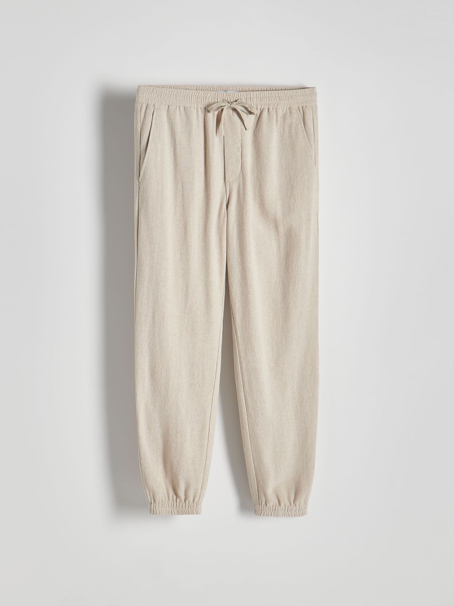 Jogger kelnės su linu - kūno spalva - RESERVED - 4