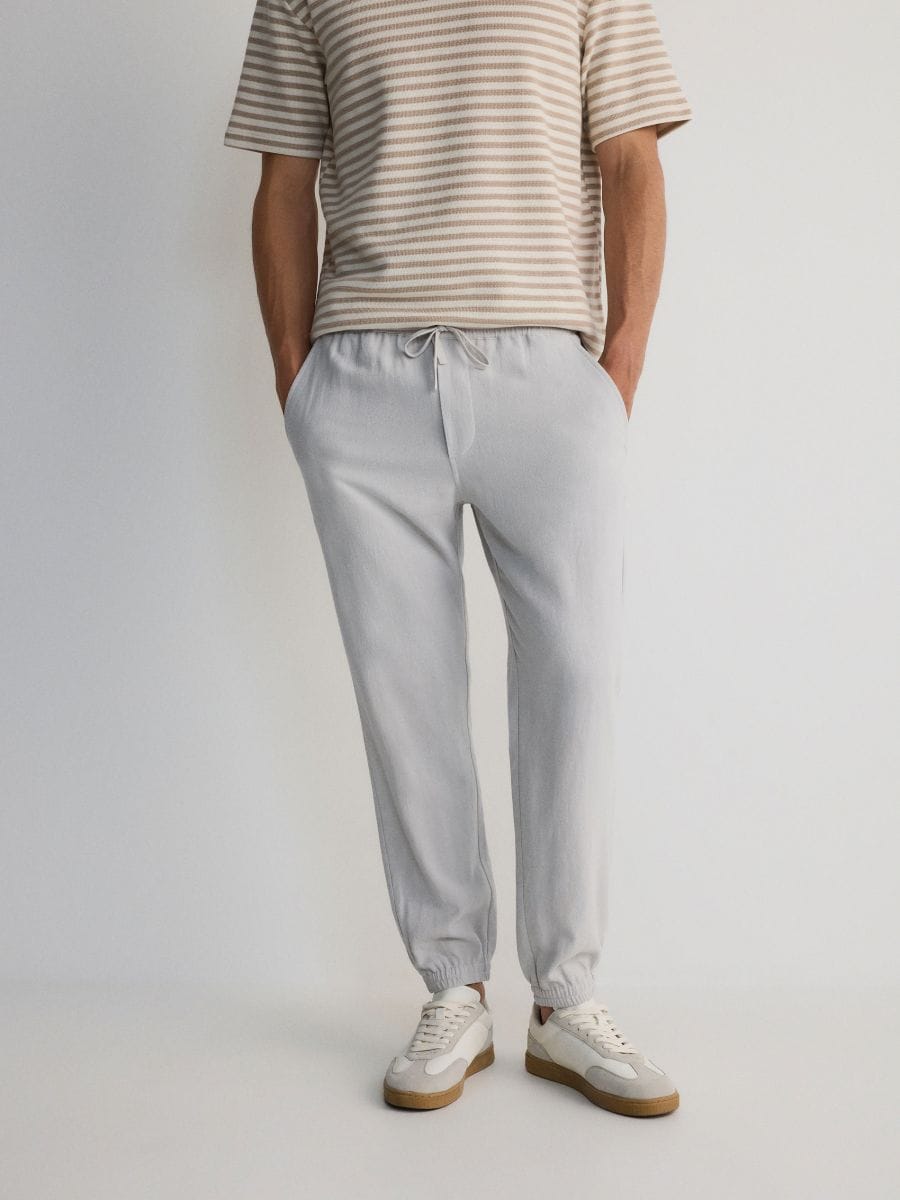 Linen rich joggers - light grey - RESERVED - 3