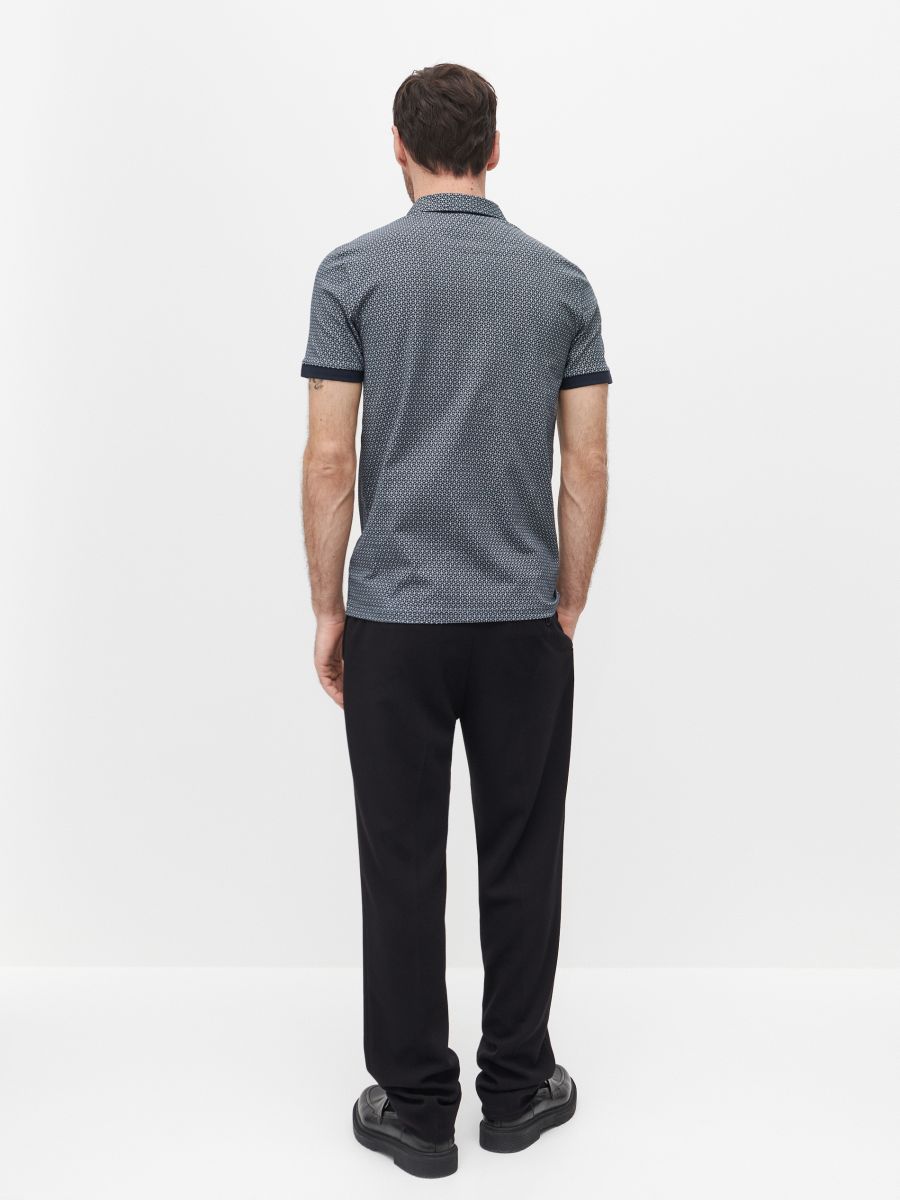 Regular fit polo majica s mikroprintom - mornarsko - RESERVED - 6
