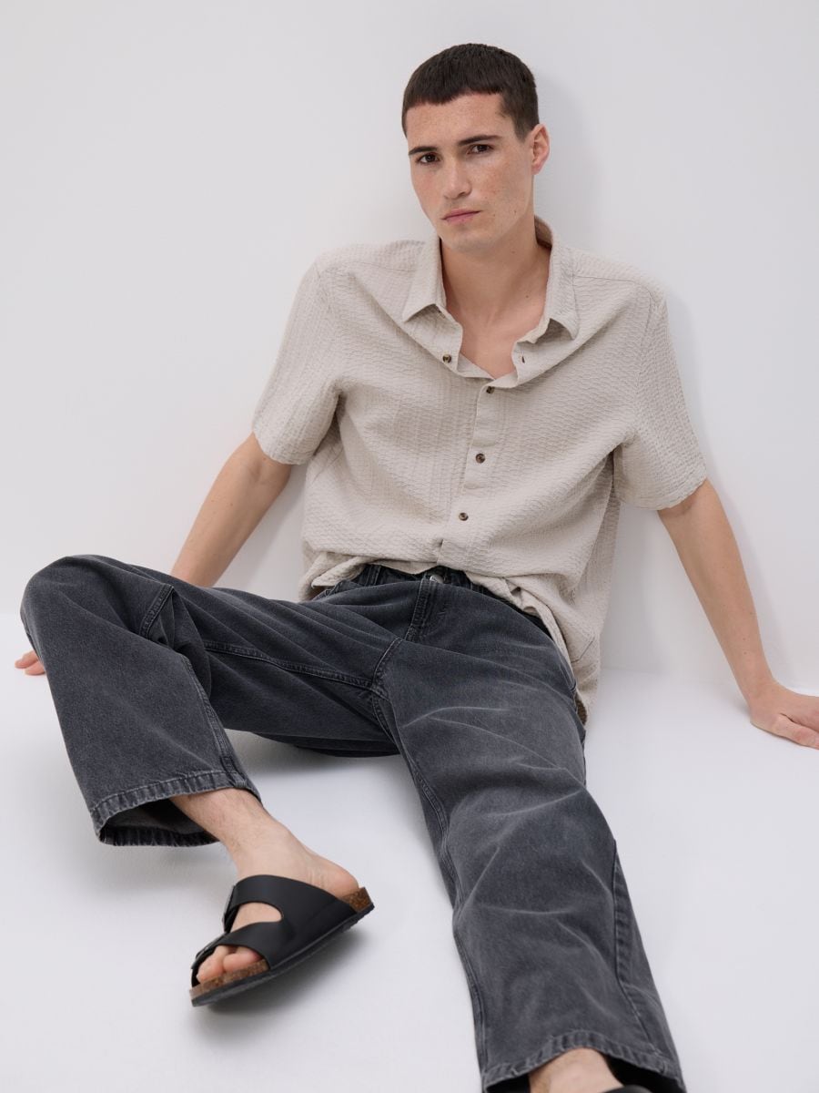 Loose jeans with wash effect - light grey - RESERVED - 2
