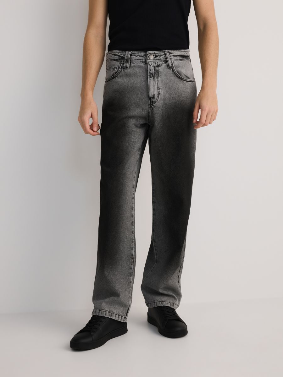 Baggy jeans med tvättad effekt - GRÅ - RESERVED