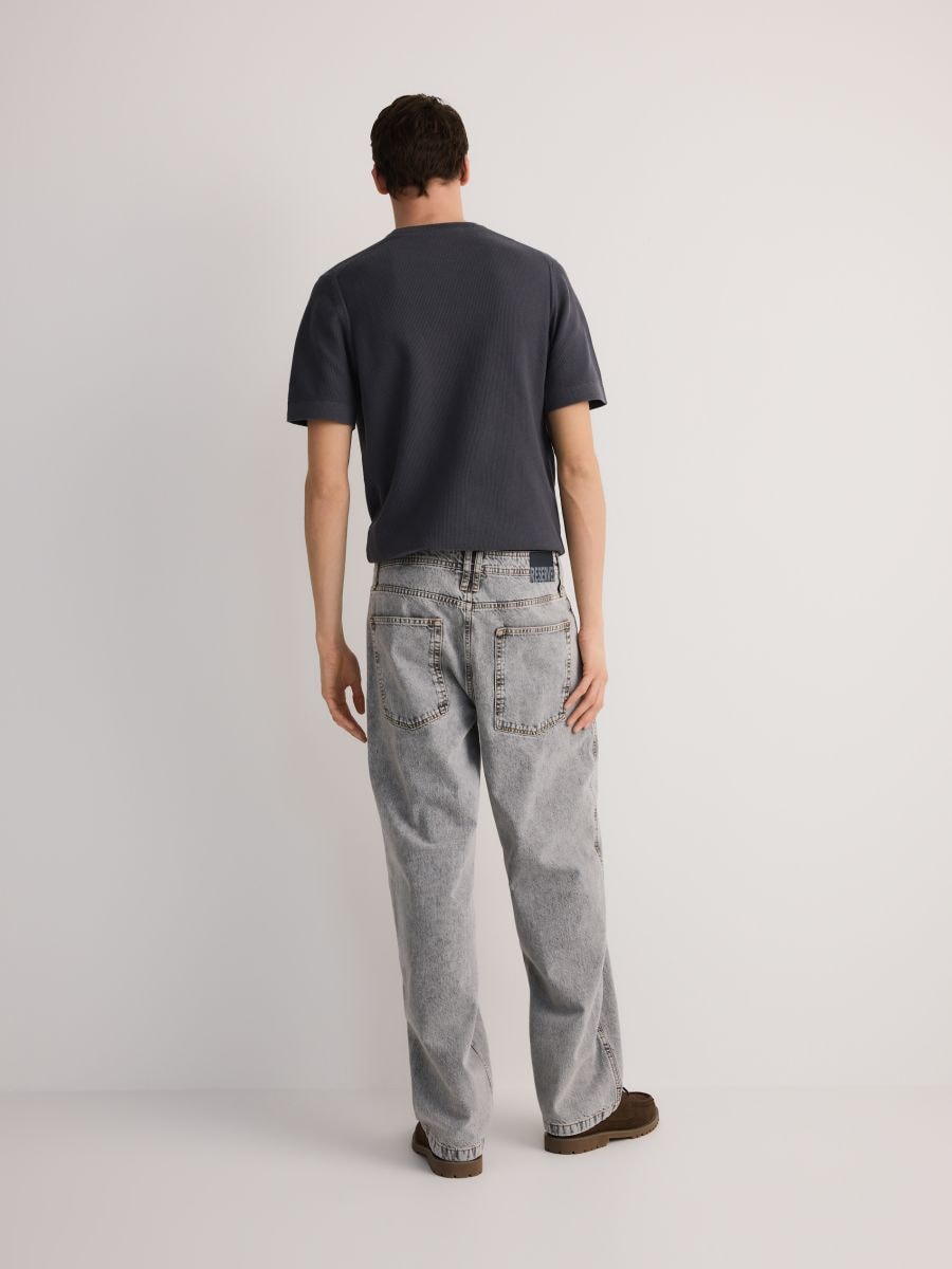 Kulutatud efektiga baggy-teksapüksid - helehall - RESERVED - 3