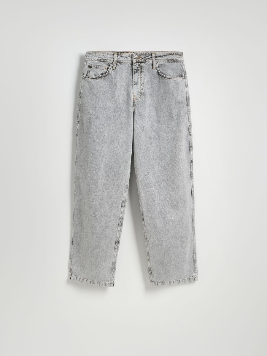 Kulutatud efektiga baggy-teksapüksid - helehall - RESERVED - 5