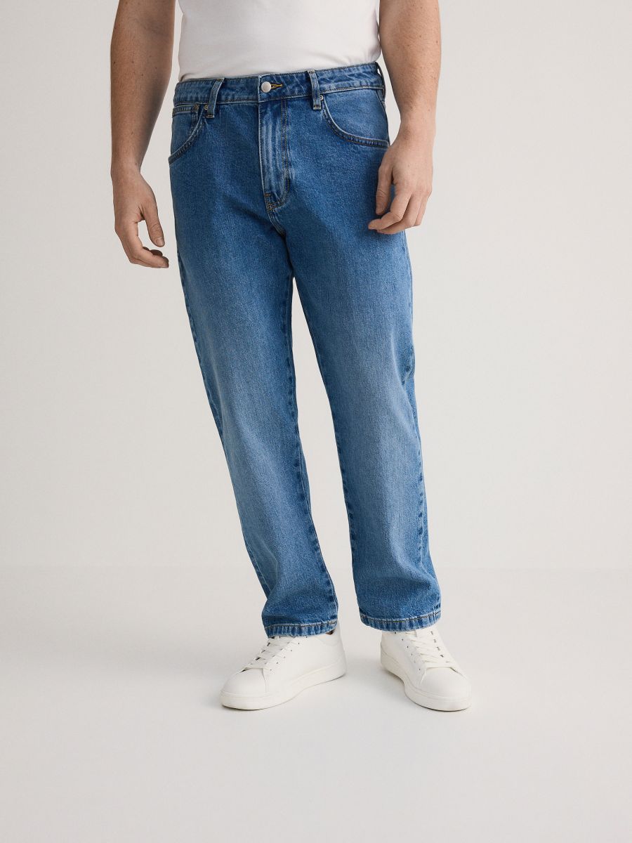 Straight jeans with wash effect - blue jeans - RESERVED