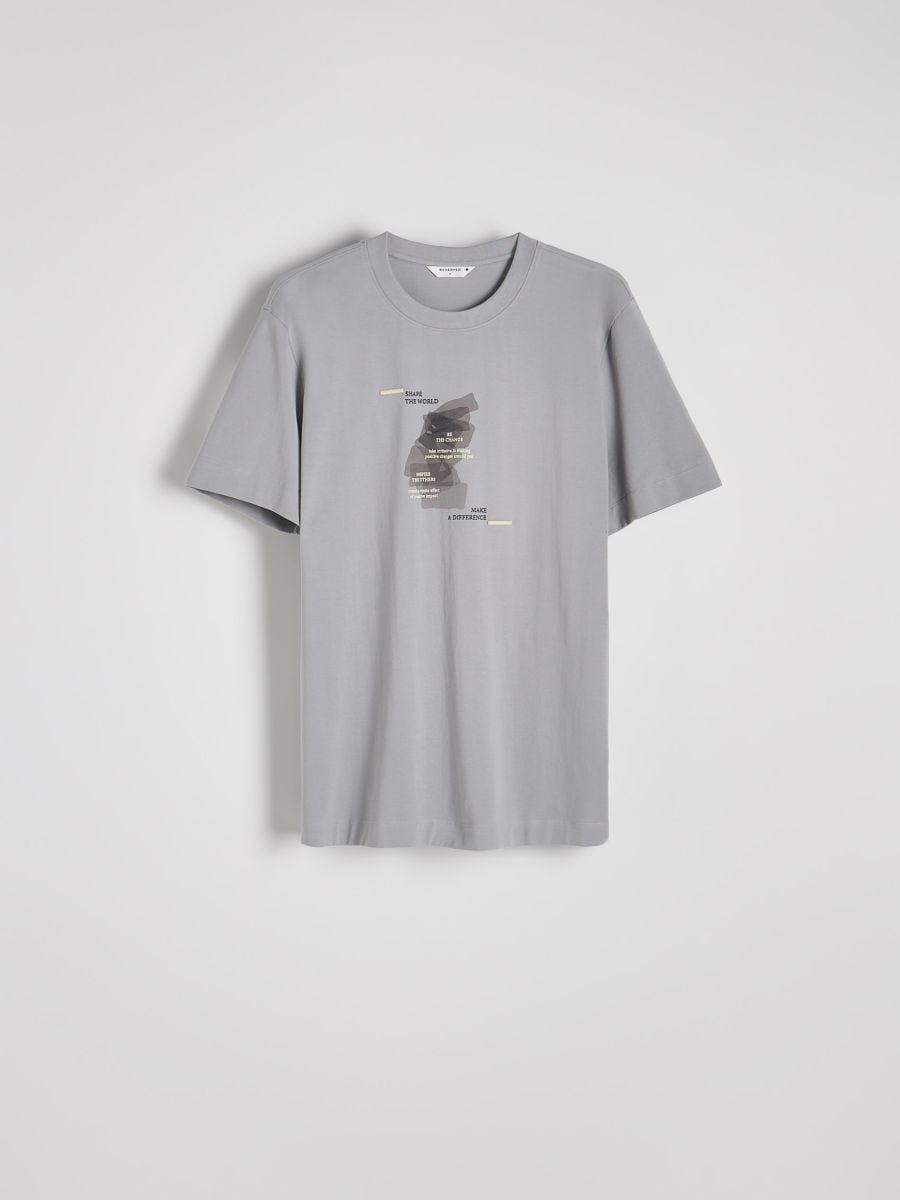 T-shirt i regular fit med print - light grey - RESERVED