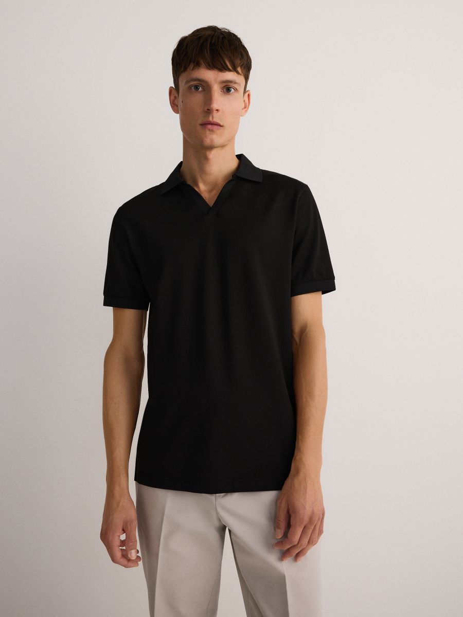 Regular fit polo shirt - black - RESERVED