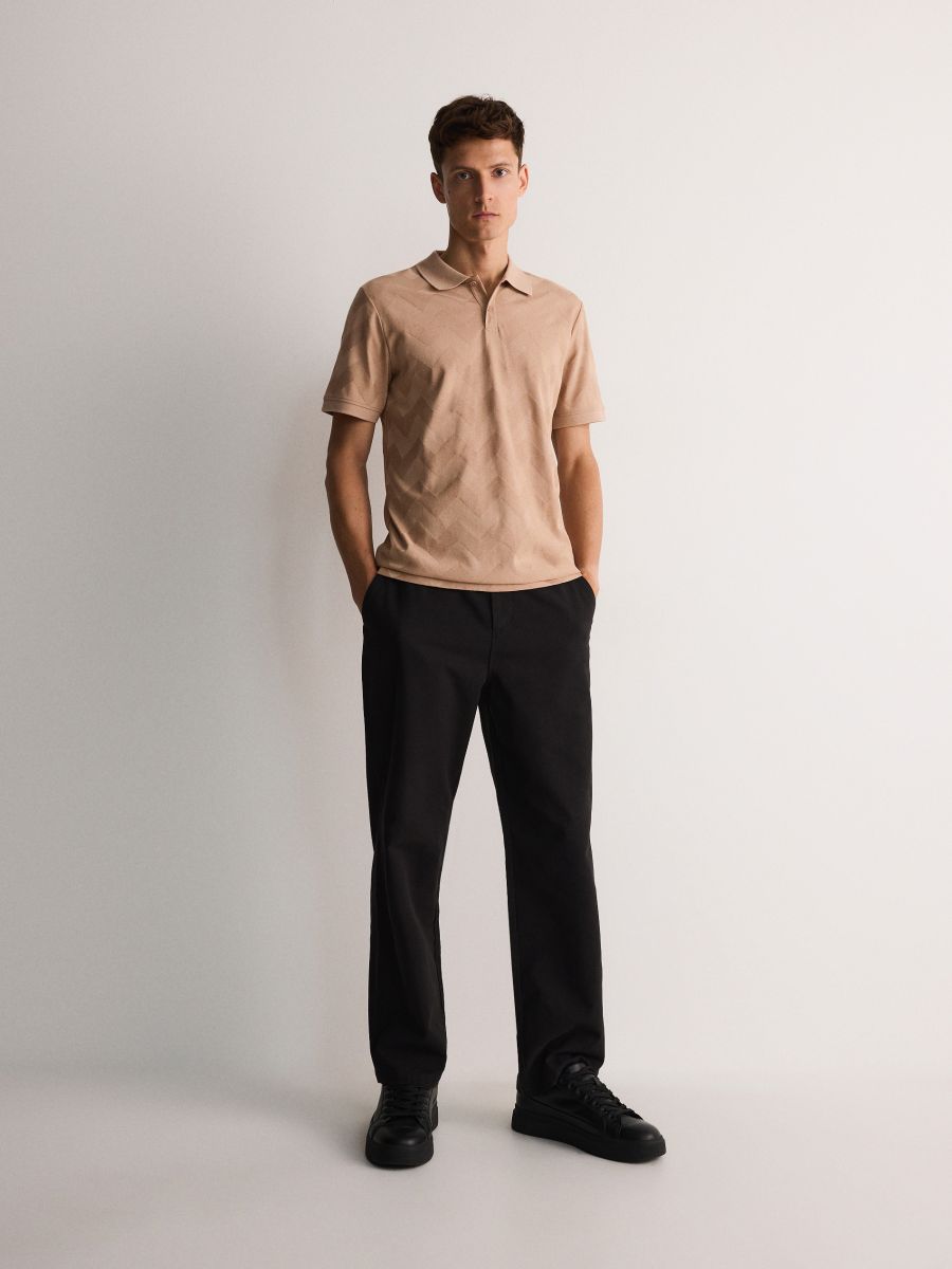 Regular fit polo shirt with pattern - beige - RESERVED - 3