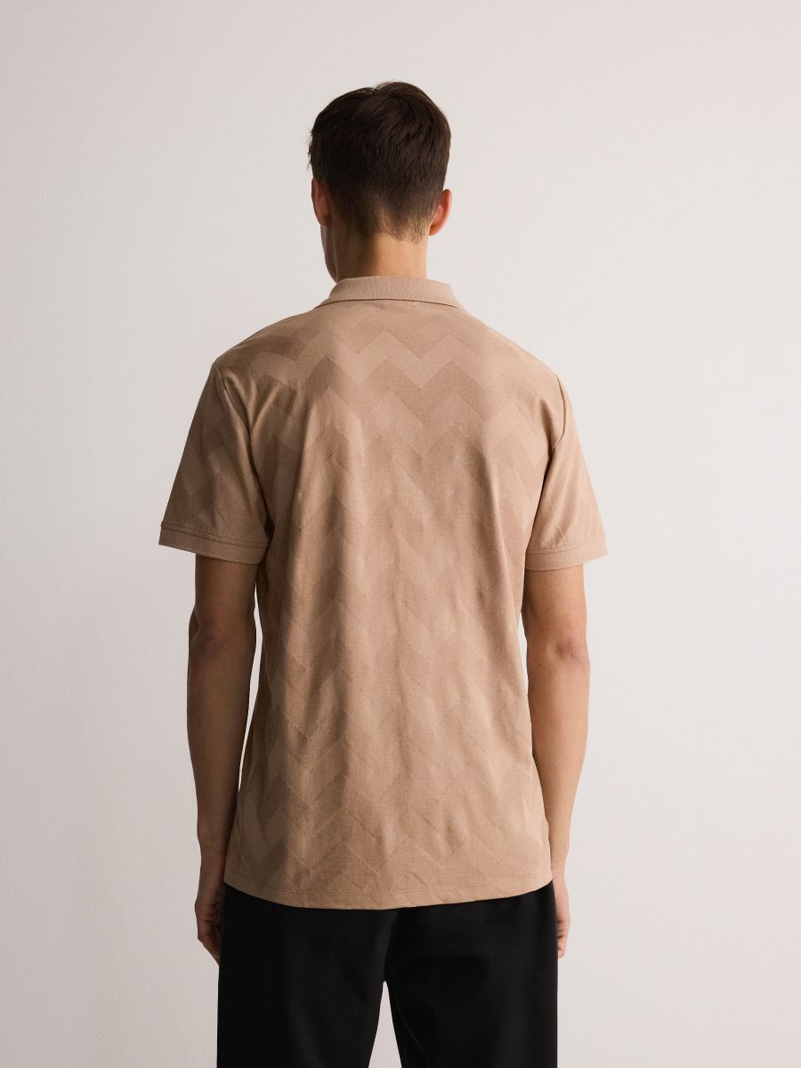 Regular fit polo shirt with pattern - beige - RESERVED - 2
