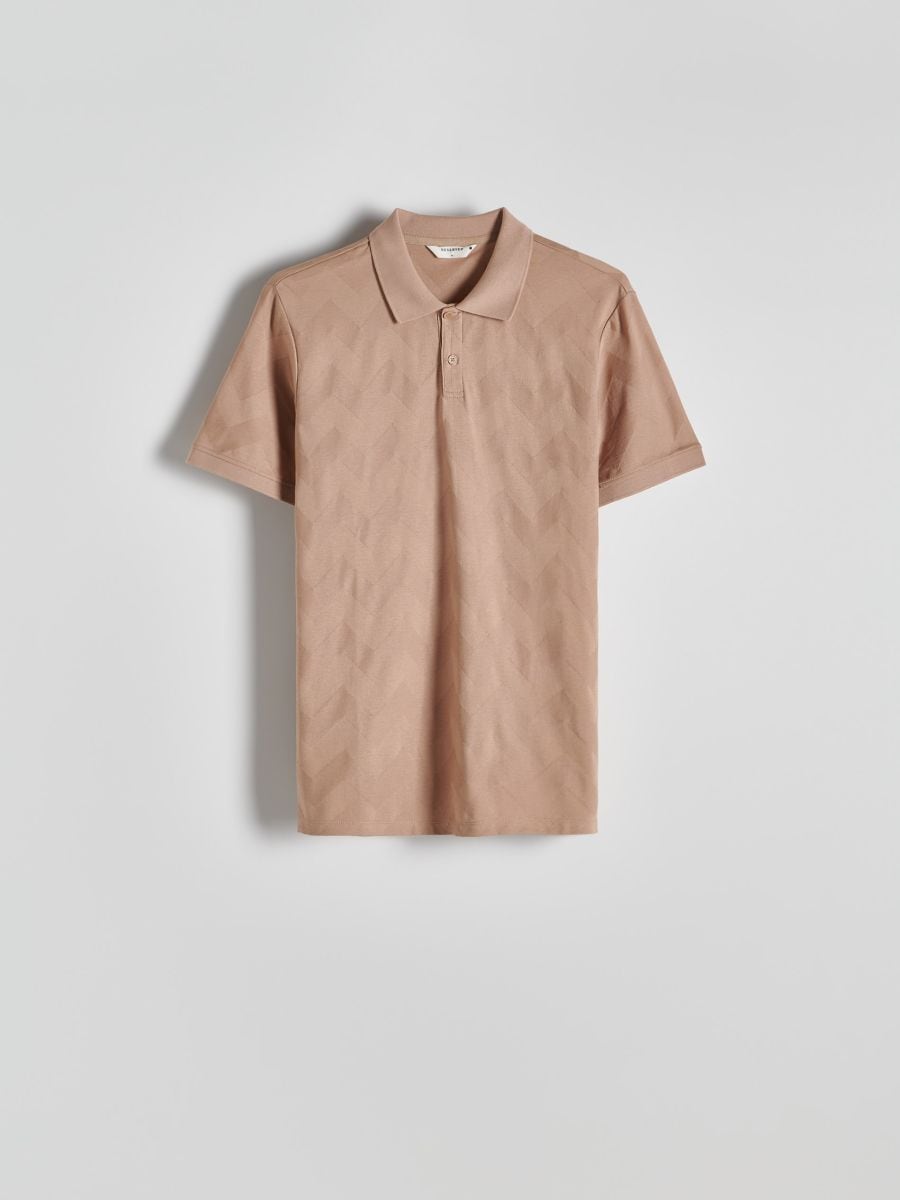 Regular fit polo shirt with pattern - beige - RESERVED - 4
