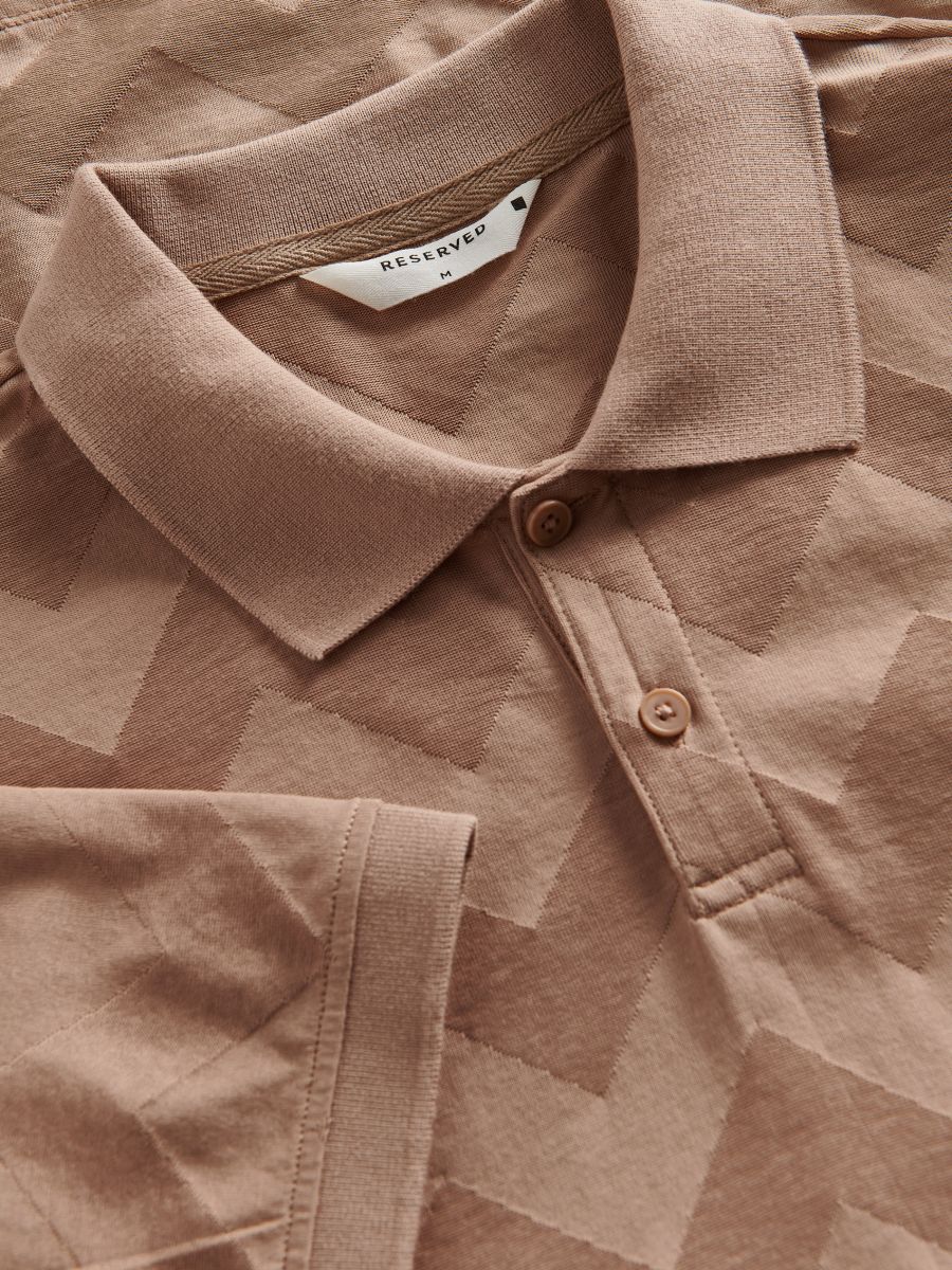 Regular fit polo shirt with pattern - beige - RESERVED - 5