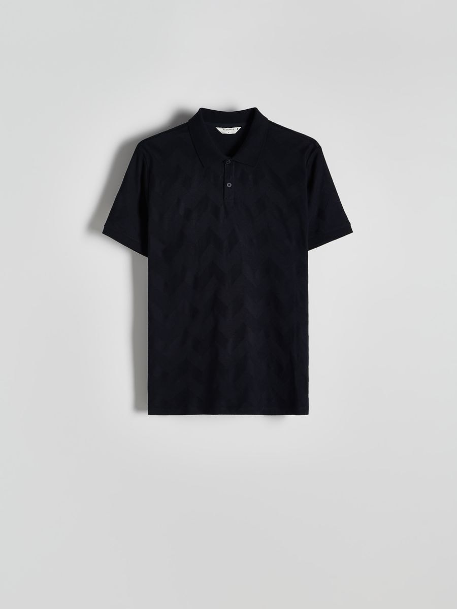 Regular fit polo shirt with pattern - navy - RESERVED - 3
