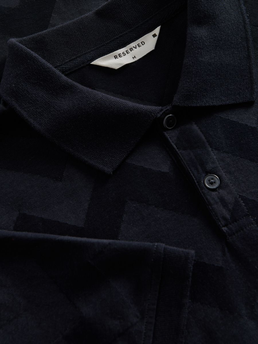 Regular fit polo shirt with pattern - navy - RESERVED - 4