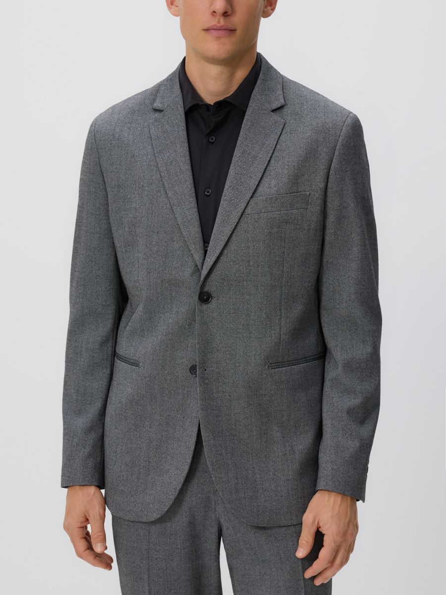 Blazer i slim fit med i viskosblandning - svart - RESERVED